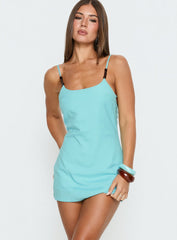 Akimo Beaded Mini Dress Aqua