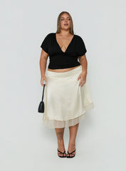 Rosemead Satin Midi Skirt Cream Curve