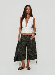 Tearra Plunge Cross Front Top White
