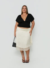 Rosemead Satin Midi Skirt Cream Curve