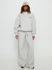 Princess Polly Stargirl Wide Leg Sweat Pants Grey Marle