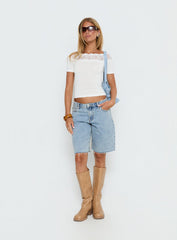 Breiann Lace Off Shoulder Short Sleeve Top White