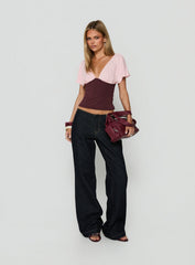 Amalisa Batwing Spliced Top Pink / Burgundy
