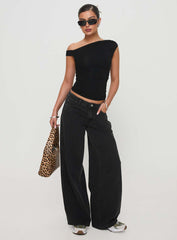 Ramos Low Rise Wide Leg Jeans Washed Black Petite