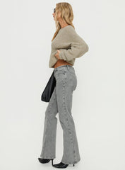 Magic Mirror Mid Rise Bootleg Jeans Washed Grey