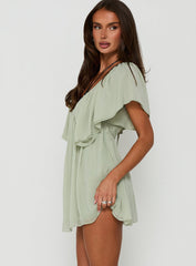 Sun Spirit Plunge Flowy Playsuit Sage