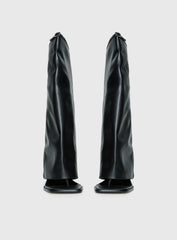 Burning Daylight Open Toe Knee High Boots Black