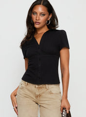 What A Show Button Up Top Black