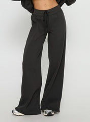 Princess Polly Stargirl Wide Leg Sweat Pants Charcoal