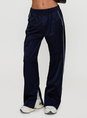 Travalta Satin Track Pant Navy