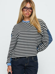 Taysha Long Sleeve Top Black / Grey Stripe