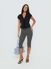 Perennial Frill Plunge Neck Top Black