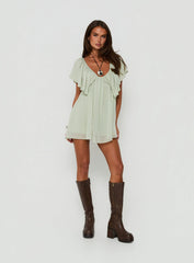 Sun Spirit Plunge Flowy Playsuit Sage
