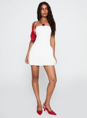 Anemone Bubble Hem Mini Dress White